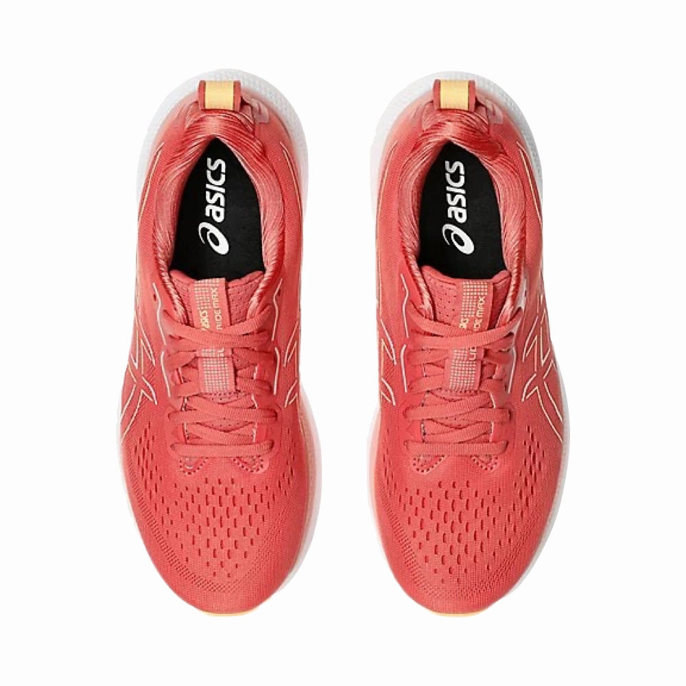 Effortless Style Built Soft Asics Women's GLIDERIDE MAX Sneaker in Dark Pink Clay/Orange Glow