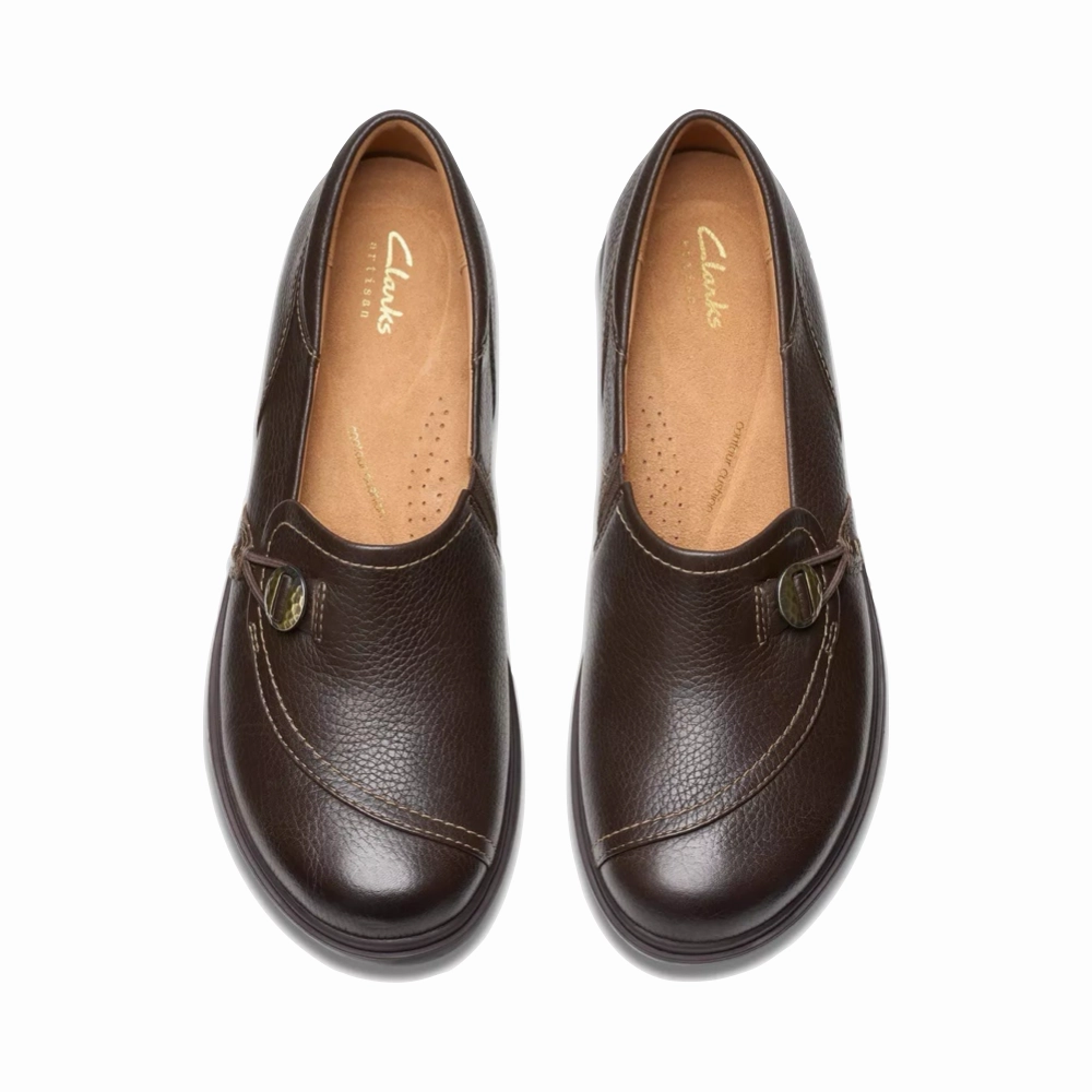 Seasonal Dressing Evening Outfit Clarks Women's Certina Ease Leather Loafer in Dark Brown
