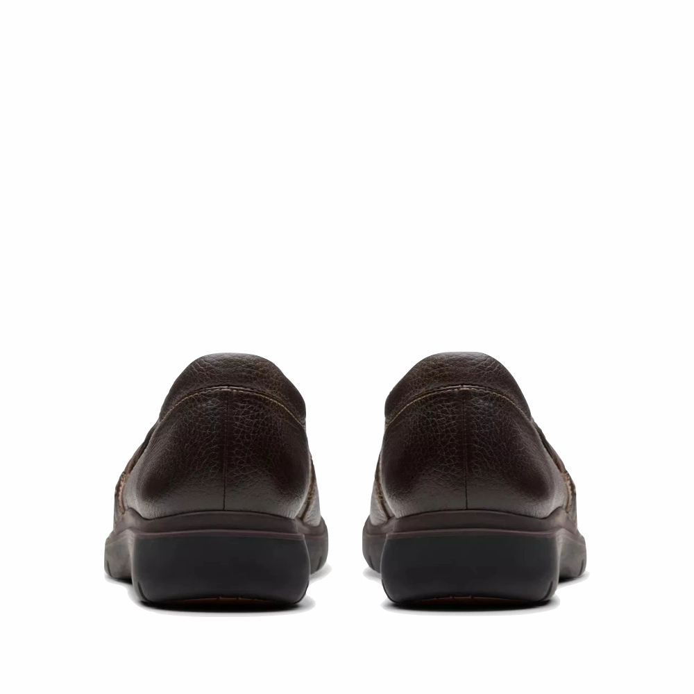 Clarks Women's Certina Ease Leather Loafer in Dark Brown Airport Style