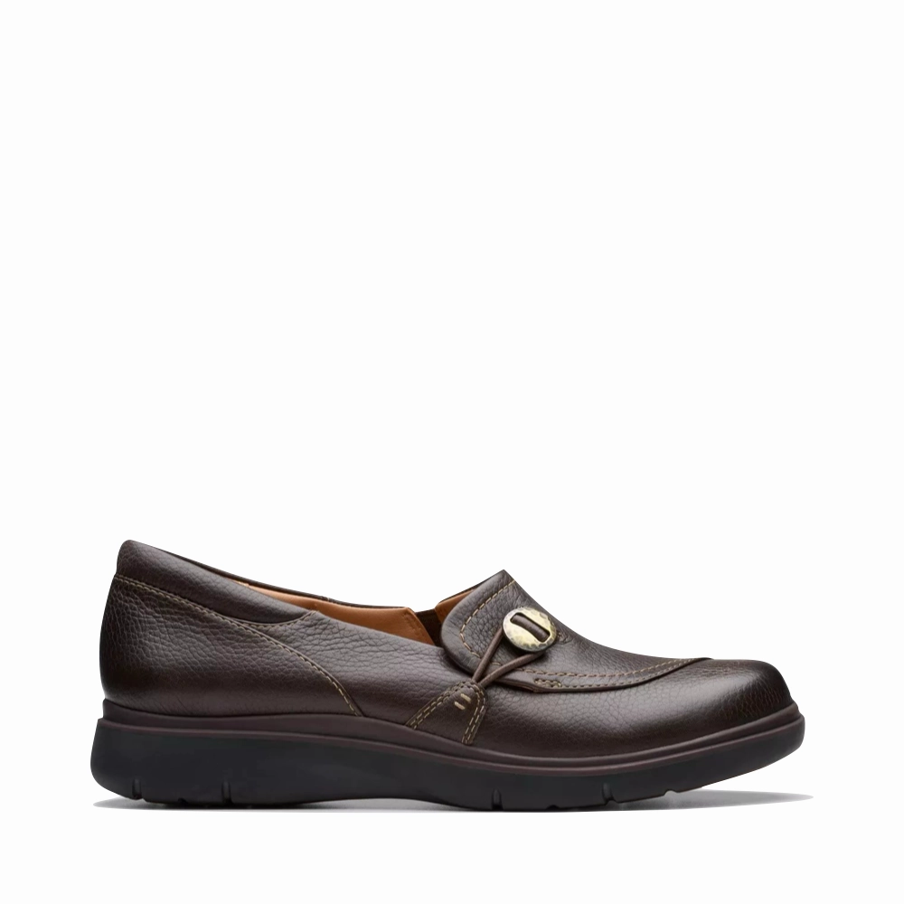 Toe Protection Sharp Lines Clarks Women's Certina Ease Leather Loafer in Dark Brown