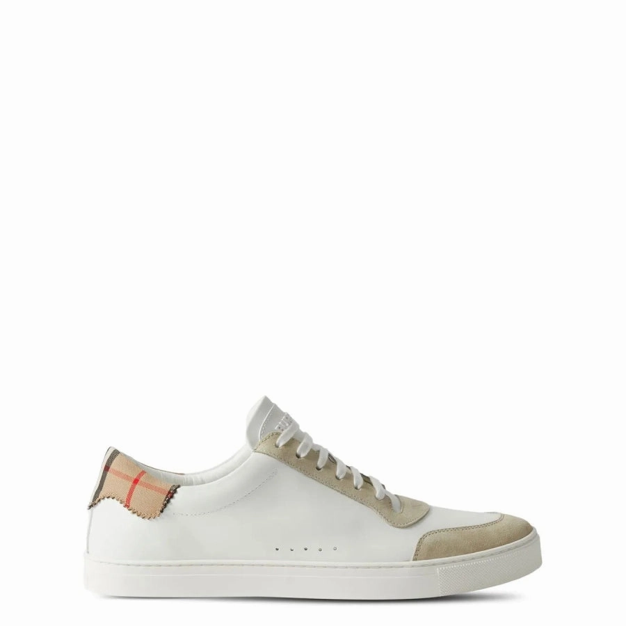 ShockAbsorbing Burberry Check Print Lace-Up Leather Sneakers