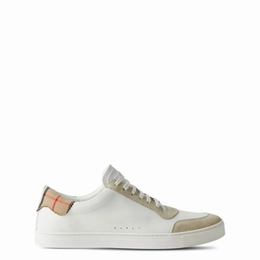 ShockAbsorbing Burberry Check Print Lace-Up Leather Sneakers