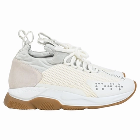 Versace Cross Chainer Sneakers in White Suede running in a bluff area shoes