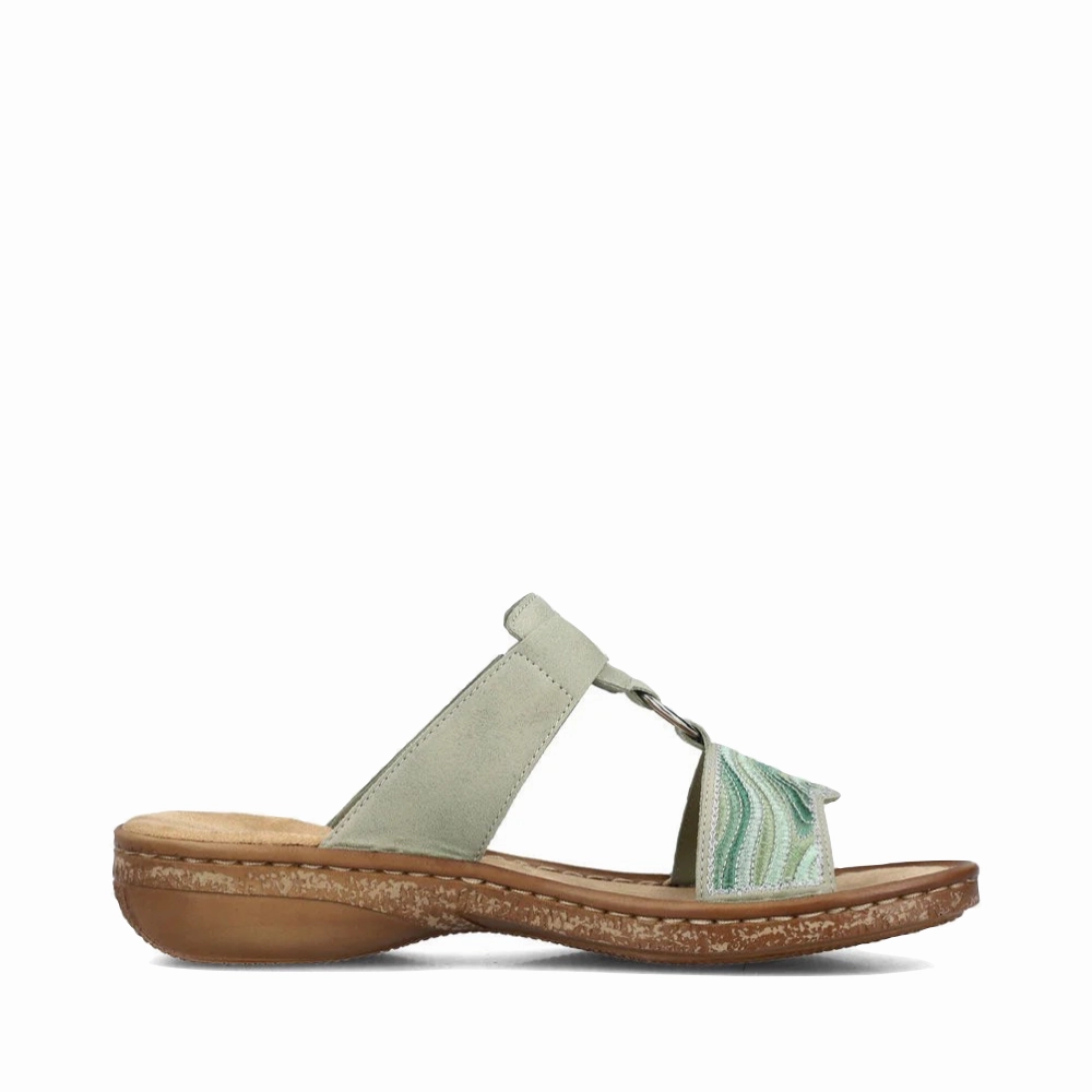 Cruise Wear Rieker Women's Regina 29 Slide Sandal in Pistazie Mint