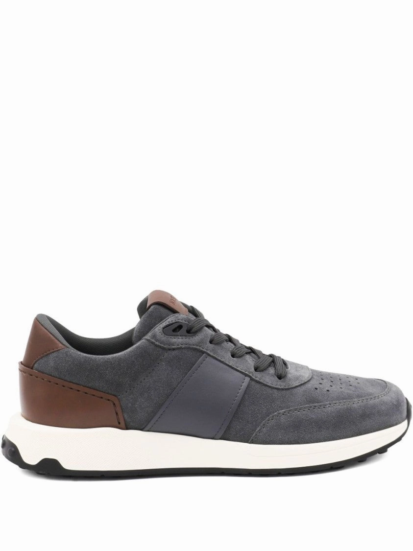 Sporty Grey Suede And Leather Sneakers Lace   Up fitness - enthusiast