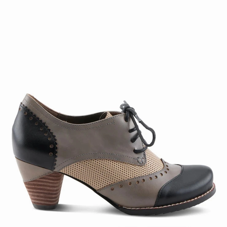 Spring Step Women's Bardot Tie Pump in Black Multi Everyday Balance Soft Roll