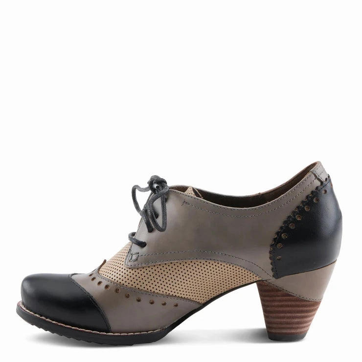 Spring Step Women's Bardot Tie Pump in Black Multi Style Uniform