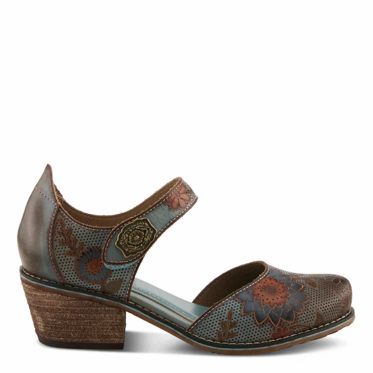 Quick Arrival Spring Step Women's Cabracho Heeled Mary Jane in Blue Multi