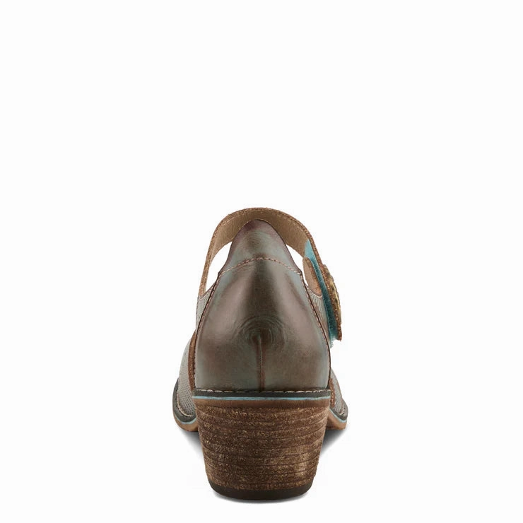 Spring Step Women's Cabracho Heeled Mary Jane in Blue Multi Groom Side Streamlined Shape