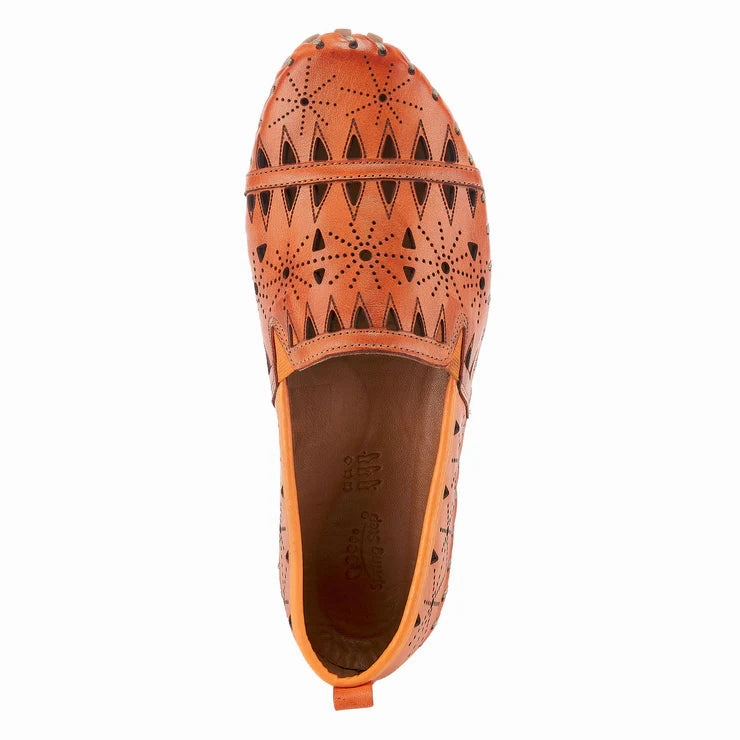 Spring Step Women's Fusaro Slip On Flat in Orange Long Travel Light Jog