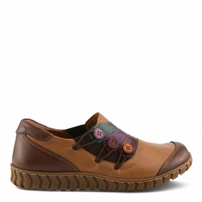 Spring Step Women's Neeta Slip On Shoe in Camel Multi warm weather Travel Shoes