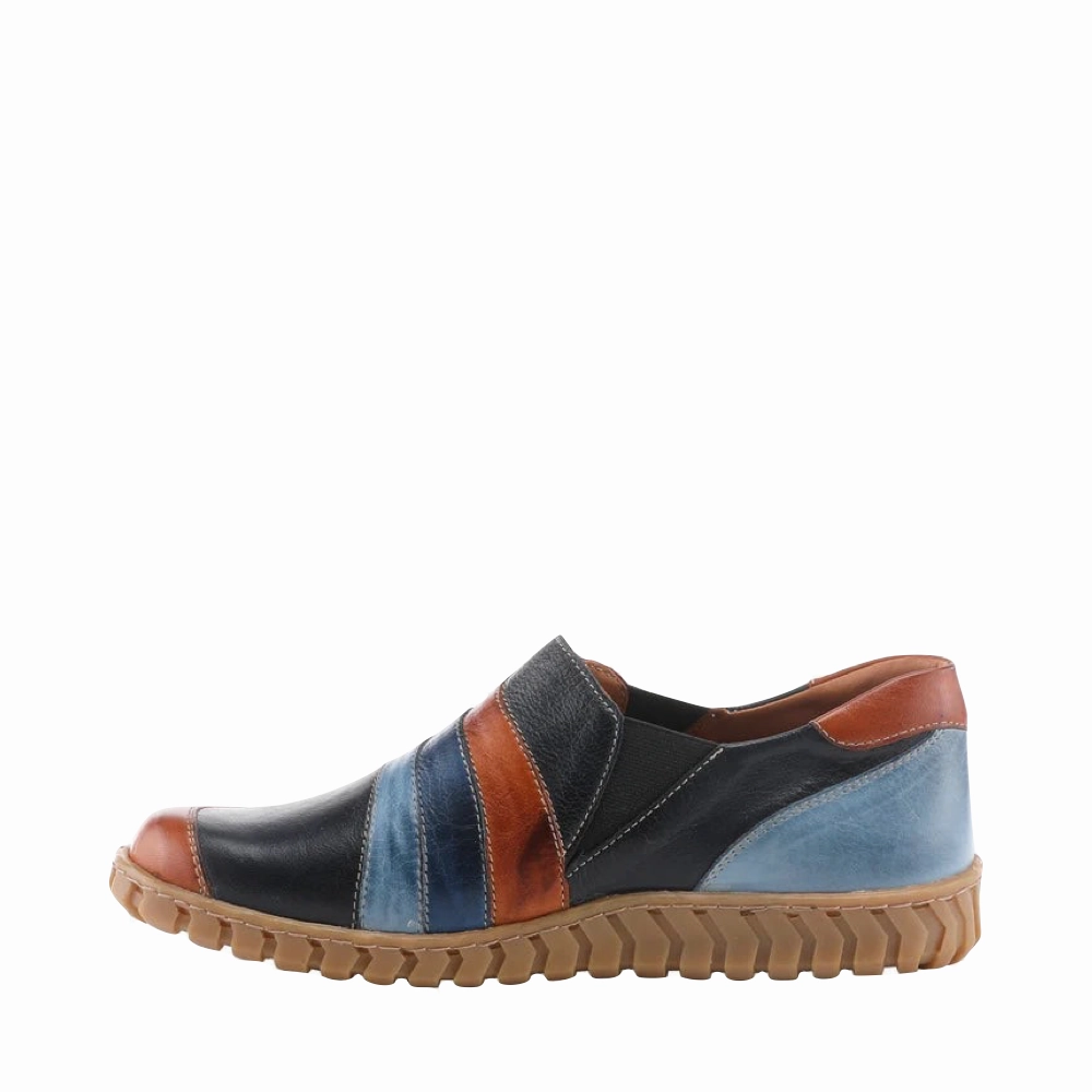 Spring Step Women's Neeta Slip On Shoe in Navy Multi Harbor Run Indoor Walk