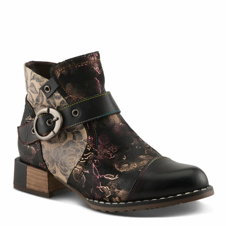 Ultra Run Spring Step Women's Sipperb Heeled Side Zip Boot in Black Multi