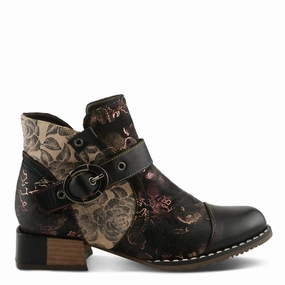 Modern Minimal Spring Step Women's Sipperb Heeled Side Zip Boot in Black Multi