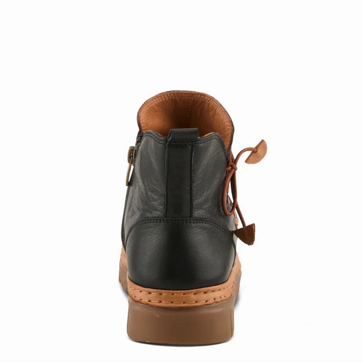 Spring Step Women's VanDis Low Leather Zip Boot in Black Smooth Flex