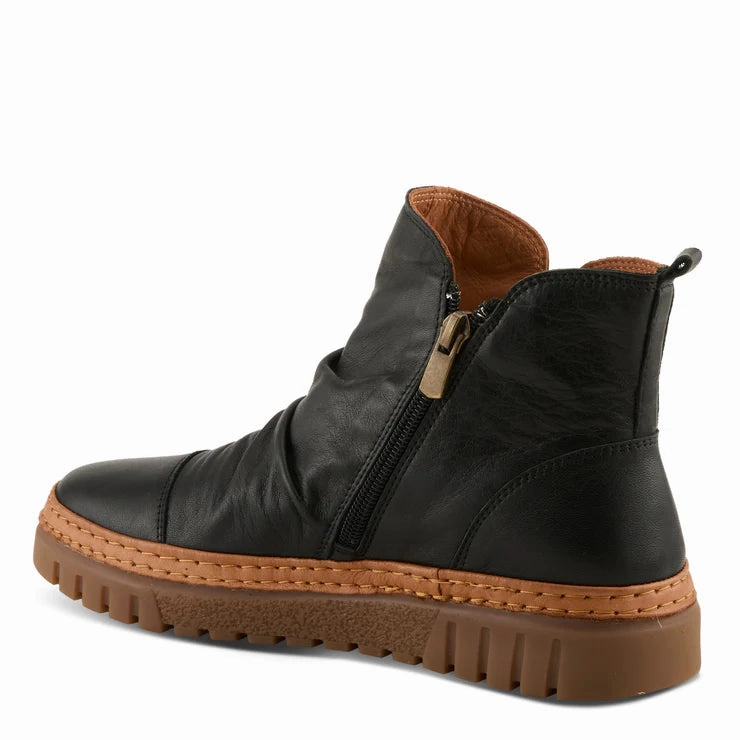 Outfit Neutral Spring Step Women's VanDis Low Leather Zip Boot in Black