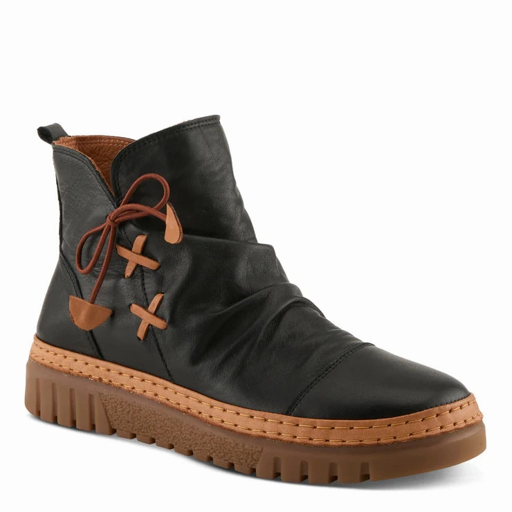 Lake Step Street Mood Spring Step Women's VanDis Low Leather Zip Boot in Black