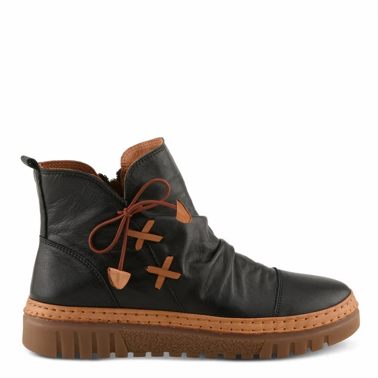 Indoor Step Wear Anytime Spring Step Women's VanDis Low Leather Zip Boot in Black