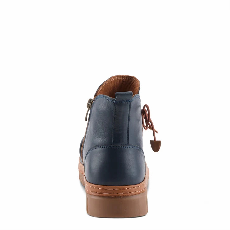 Spring Step Women's VanDis Low Leather Zip Boot in Navy Soft Material Alley Path
