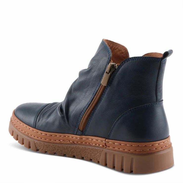 Route Trek Multi Use Spring Step Women's VanDis Low Leather Zip Boot in Navy