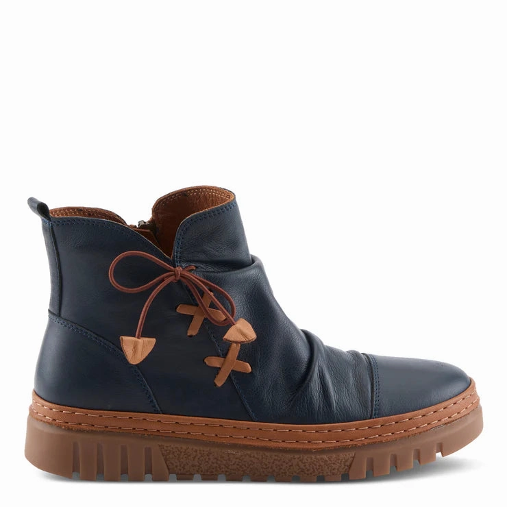 Quick Fit Spring Step Women's VanDis Low Leather Zip Boot in Navy