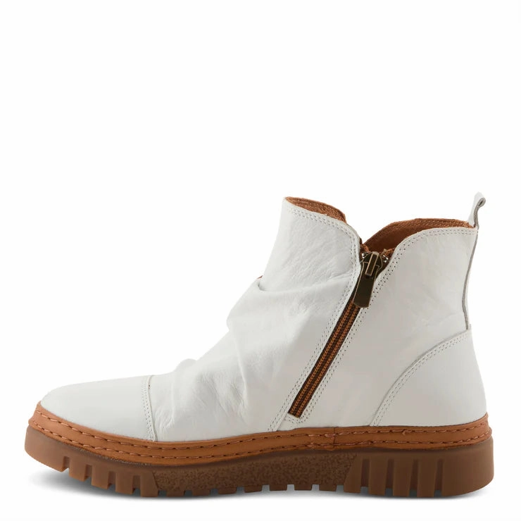 Spring Step Women's VanDis Low Leather Zip Boot in White Mark Hike Good Traction