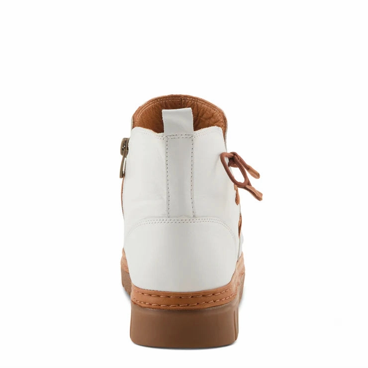 Anti Friction Fall Outfit Spring Step Women's VanDis Low Leather Zip Boot in White