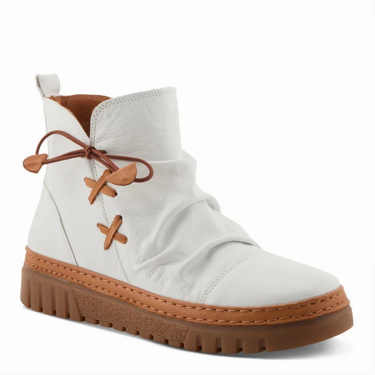 Dawn Step Warm Liner Spring Step Women's VanDis Low Leather Zip Boot in White