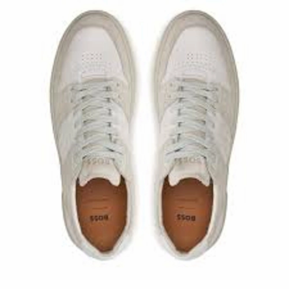 unisex footwear moisture - wicking lining shoes Hugo Boss Men's Gary Suede Leather Tennis Sneakers, Open White