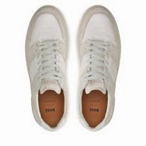 Hugo Boss Men's Gary Suede Leather Tennis Sneakers, Open White running sunglasses