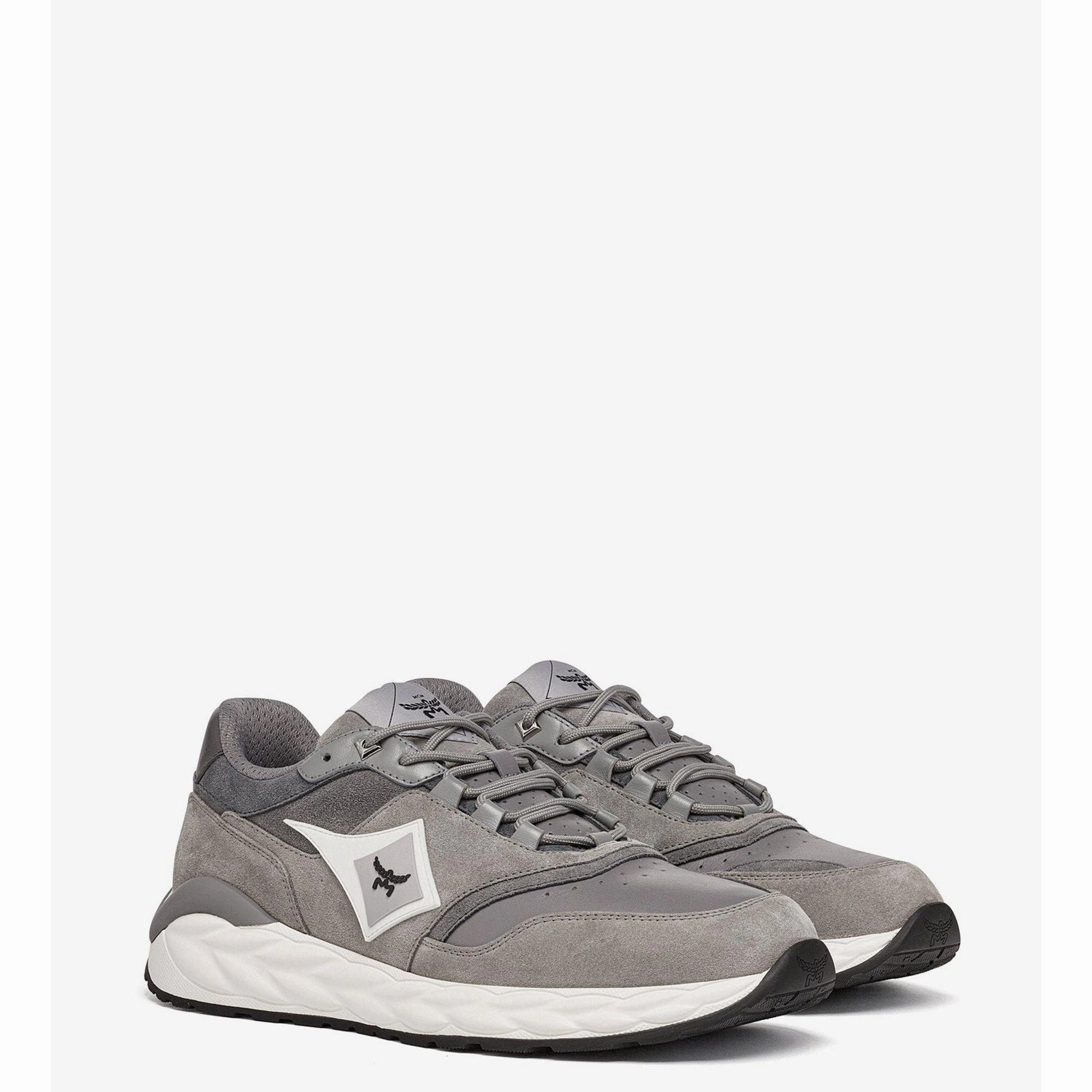 Skywander Lo Sneakers In Calf Suede And Leather Elastic Bands Sports Gear