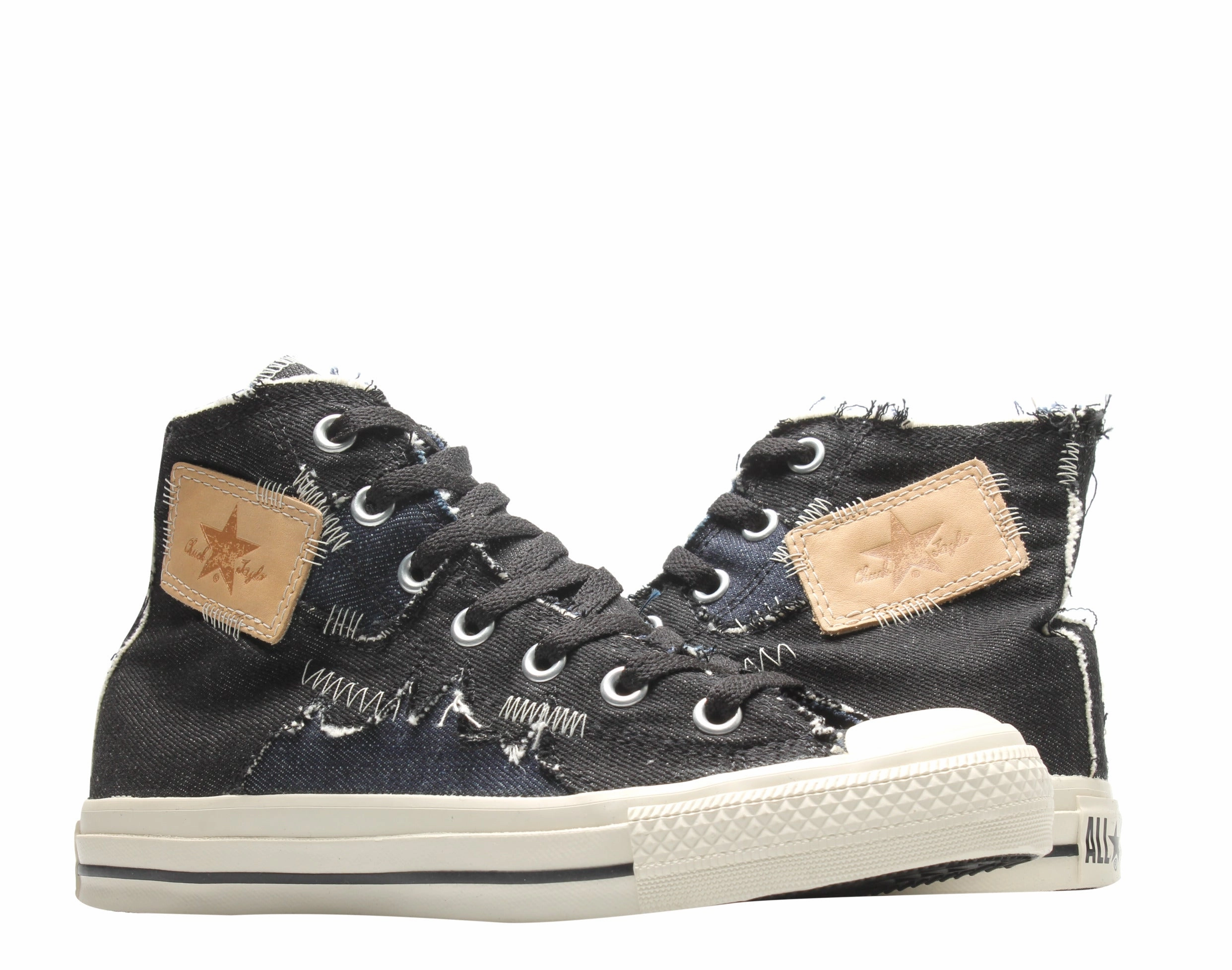 elastic lacing shoes Converse Chuck Taylor All Star Denim Stitch Blk/Char/Parch Hi Sneakers 1X071