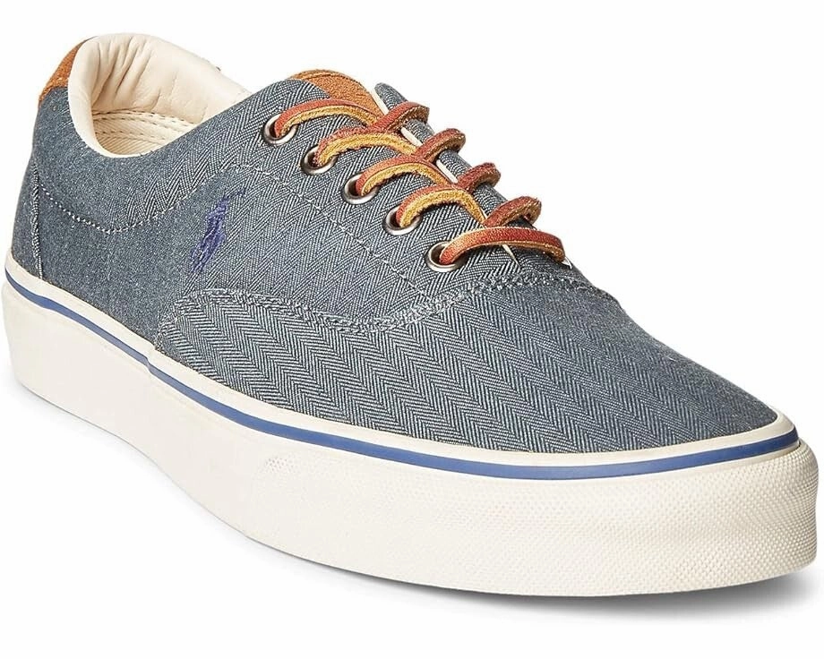 multi - surface shoes TpuMidsole Polo Ralph Lauren Keaton Sneaker Men's Denim Blue Herringbone Shoes ZPO3955
