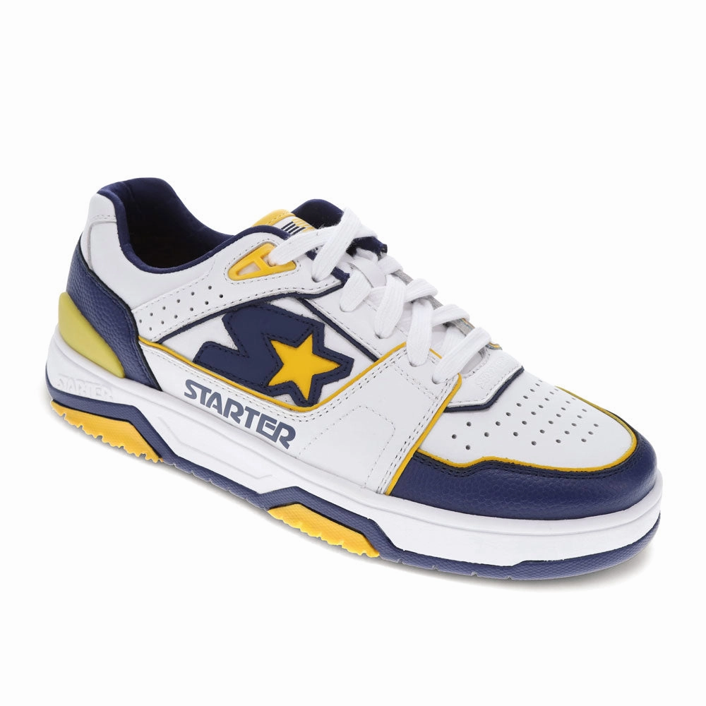 Reinforced toe confidence building Starter Mens Fast Break Low Genuine Leather Casual Lace Up Sneaker Shoe