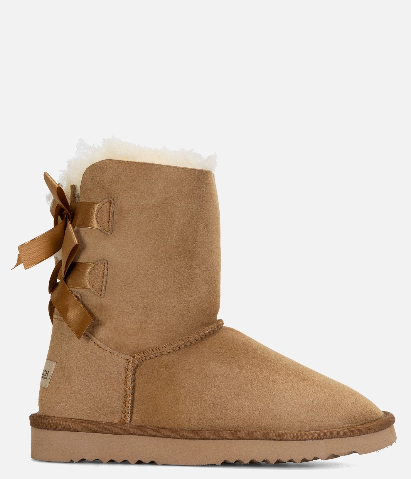 Chic Style Clean Form Burleigh Twinface Sheepskin Short Double Bow Boot - Women