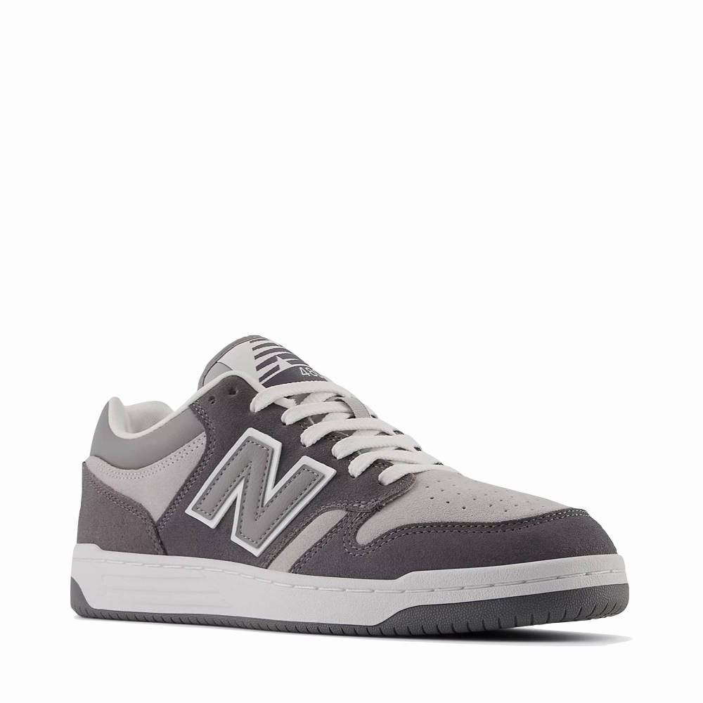 All People Buckle Design New Balance Women's 480 Sneaker in Castlerock with Shadow Grey and Raincloud