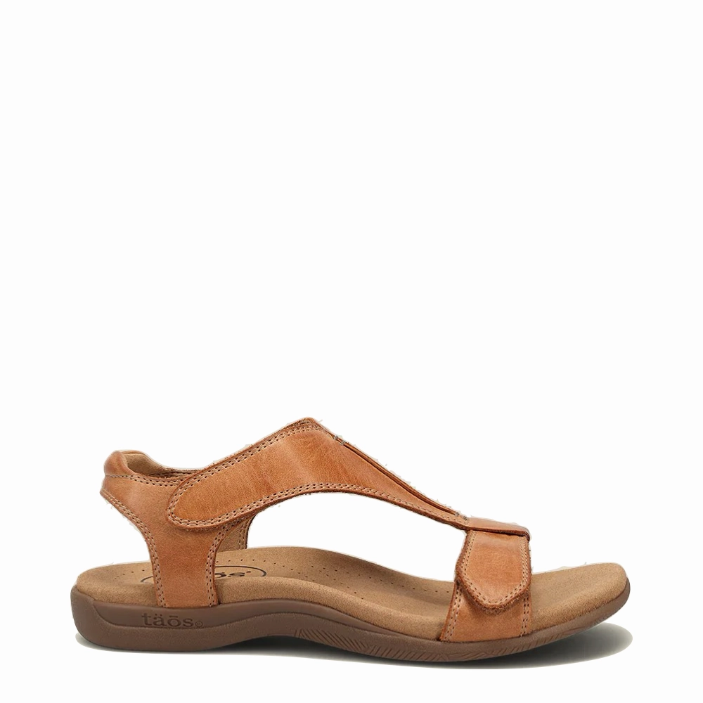Taos Women's The Show Leather Sandal in Caramel Y Strap Design