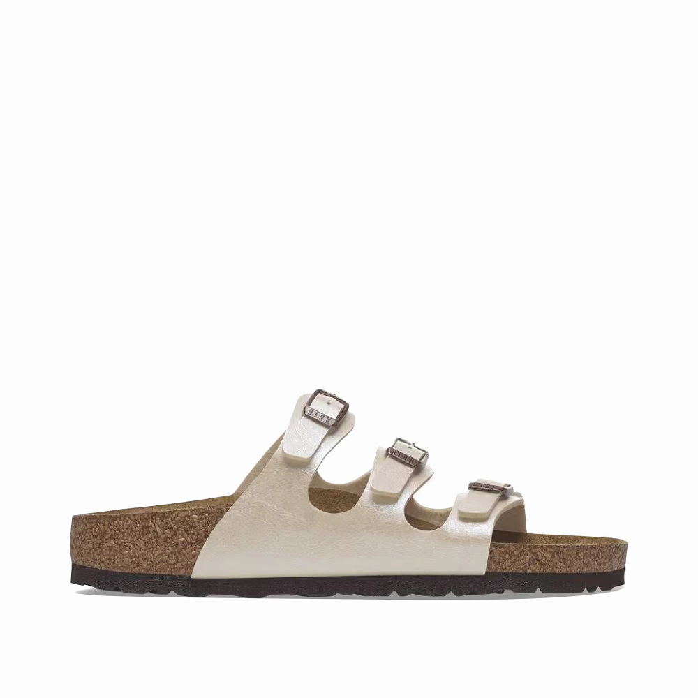 Birkenstock Women's Florida Birko-Flor Sandal in Graceful Pearl White Chic Vacation Footwear Wedge Sole