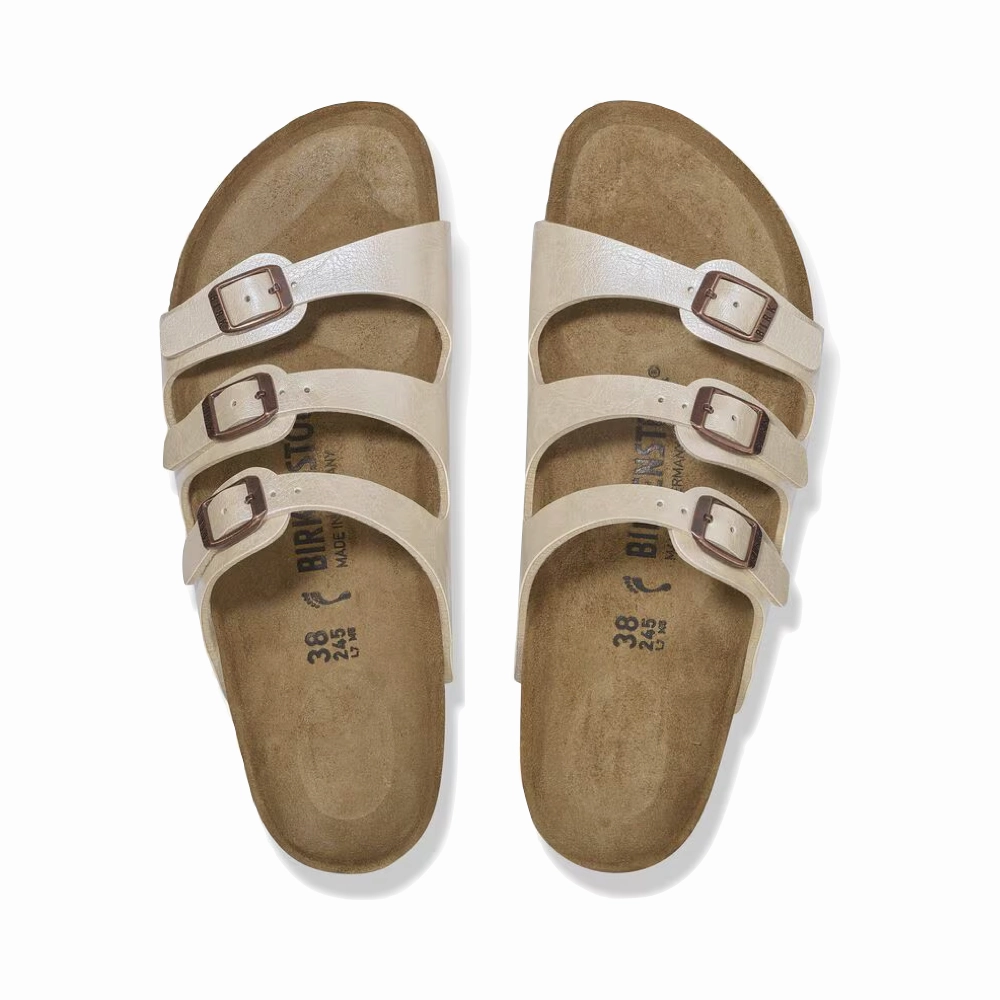 Birkenstock Women's Florida Birko-Flor Sandal in Graceful Pearl White Light Slip-on Shoes