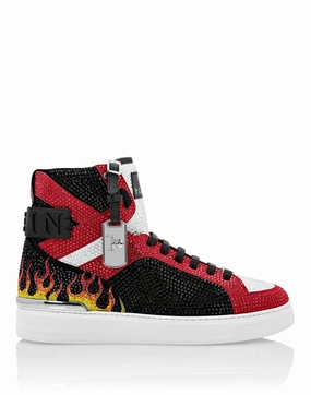 stripe - design shoes MONEY BEAST Hi-Top crystal  Flame