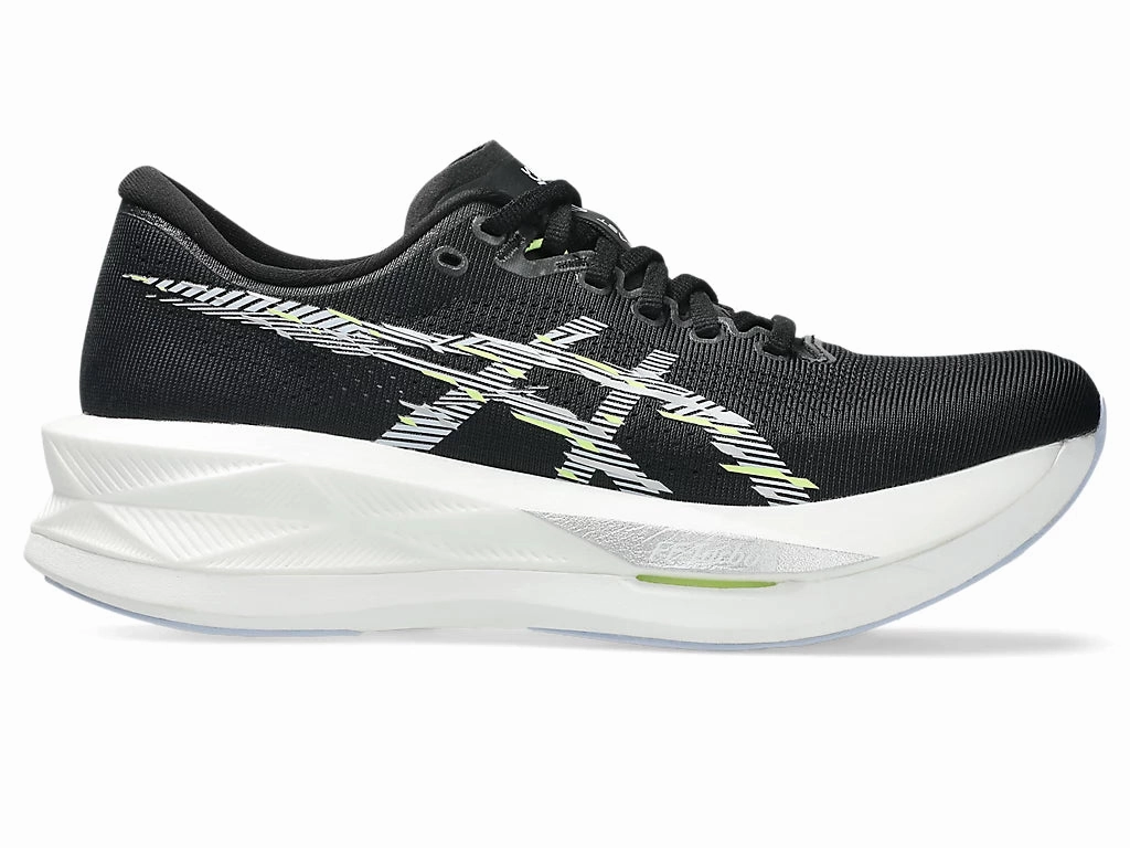 LightweightUpper clean design Asics Women's Sonic blast Sneaker in Black/Blue Fade
