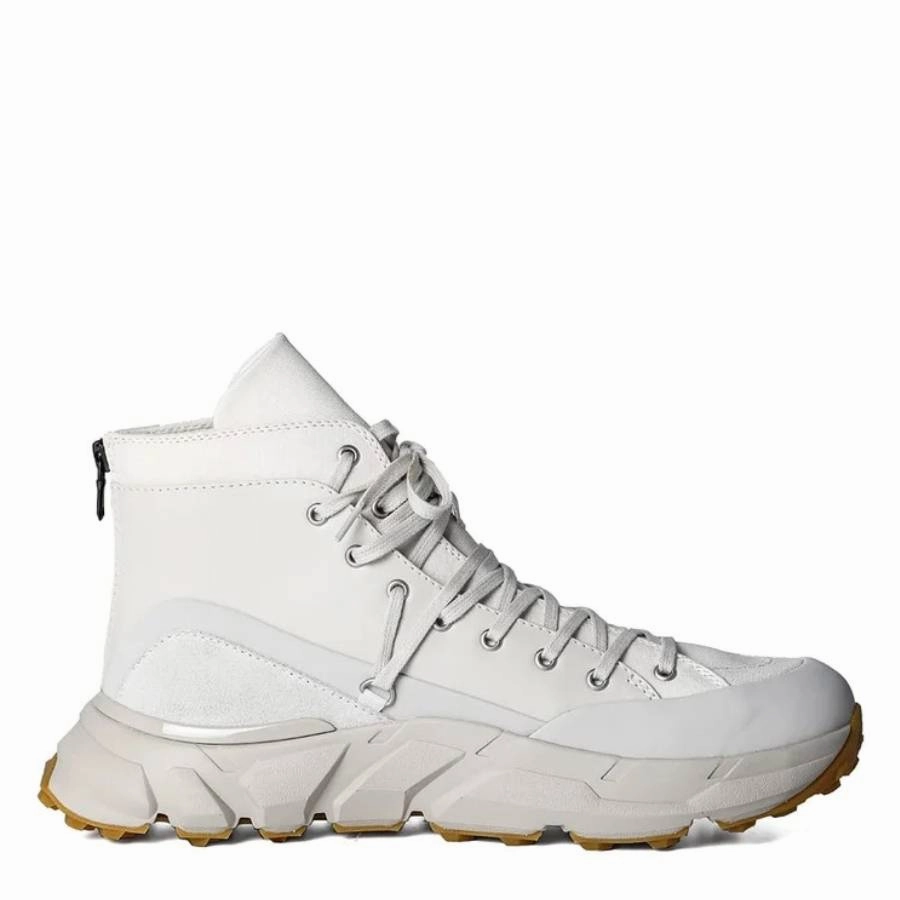 animal - print - design shoes DurableConstruction Viridi-Anne Men's Ivory Mid-Cut Lace-Up Sneakers