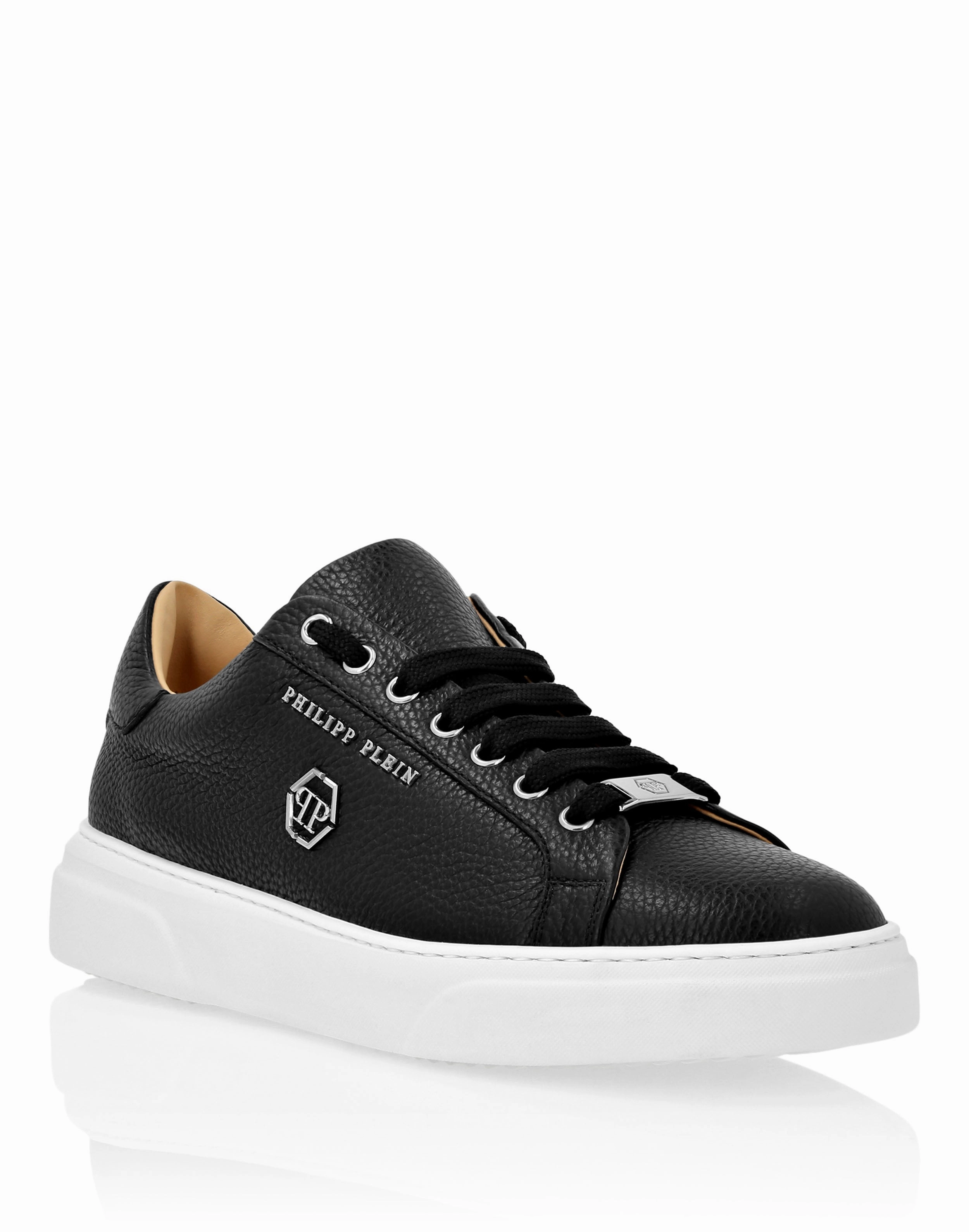 Modern running in a relay race Leather Lo-Top Sneakers Hexagon