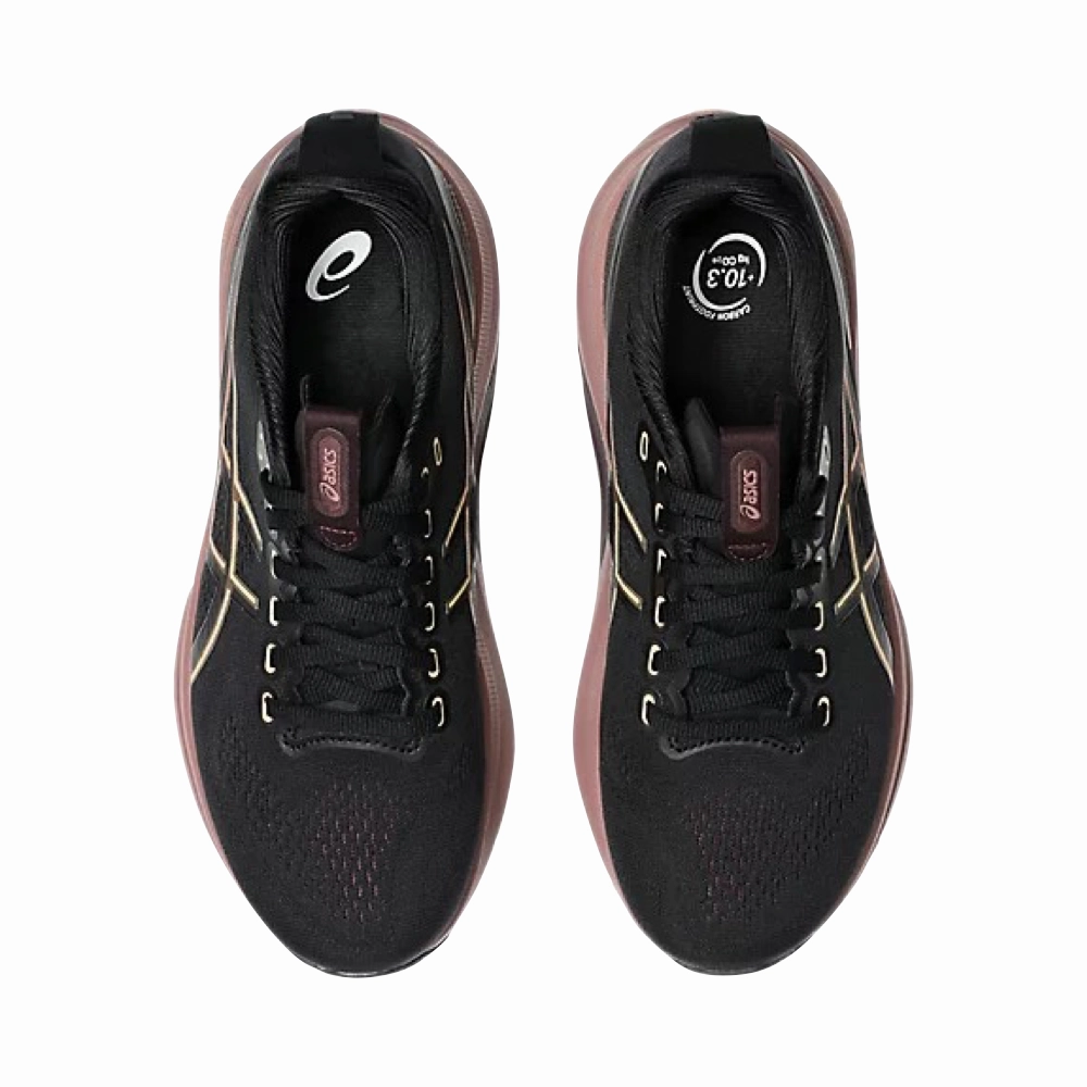 On Foot Commuter Friendly Asics Women's GEL-KAYANO 32 Sneaker in Black/Dark Currant