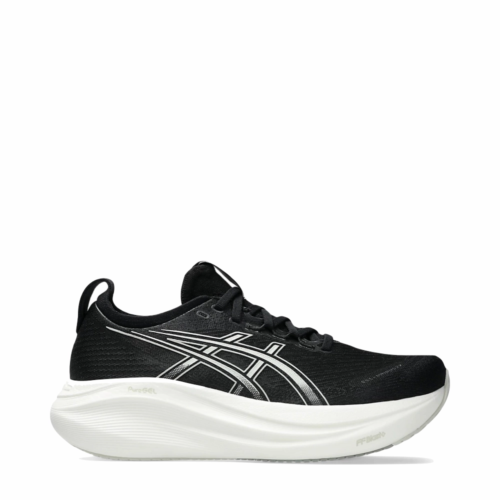 Asics Women's Gel Nimbus 27 Sneaker in Black/Lake Grey Cross Town