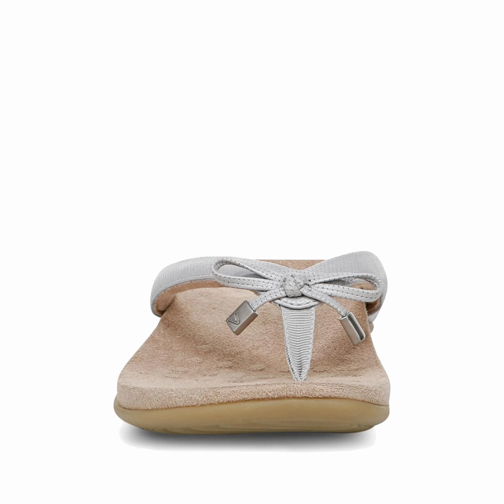 Vionic Women's Bella II Toe Post Flip Sandal in Vapor Gray Rope Knot