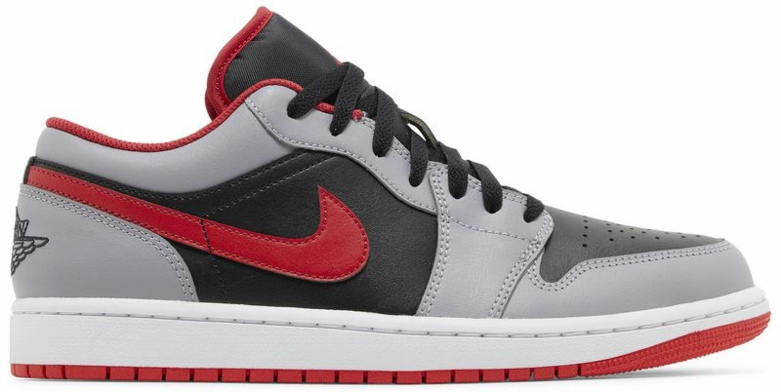 Jordan 1 Low Black Light Smoke Grey Gym Red microfiber