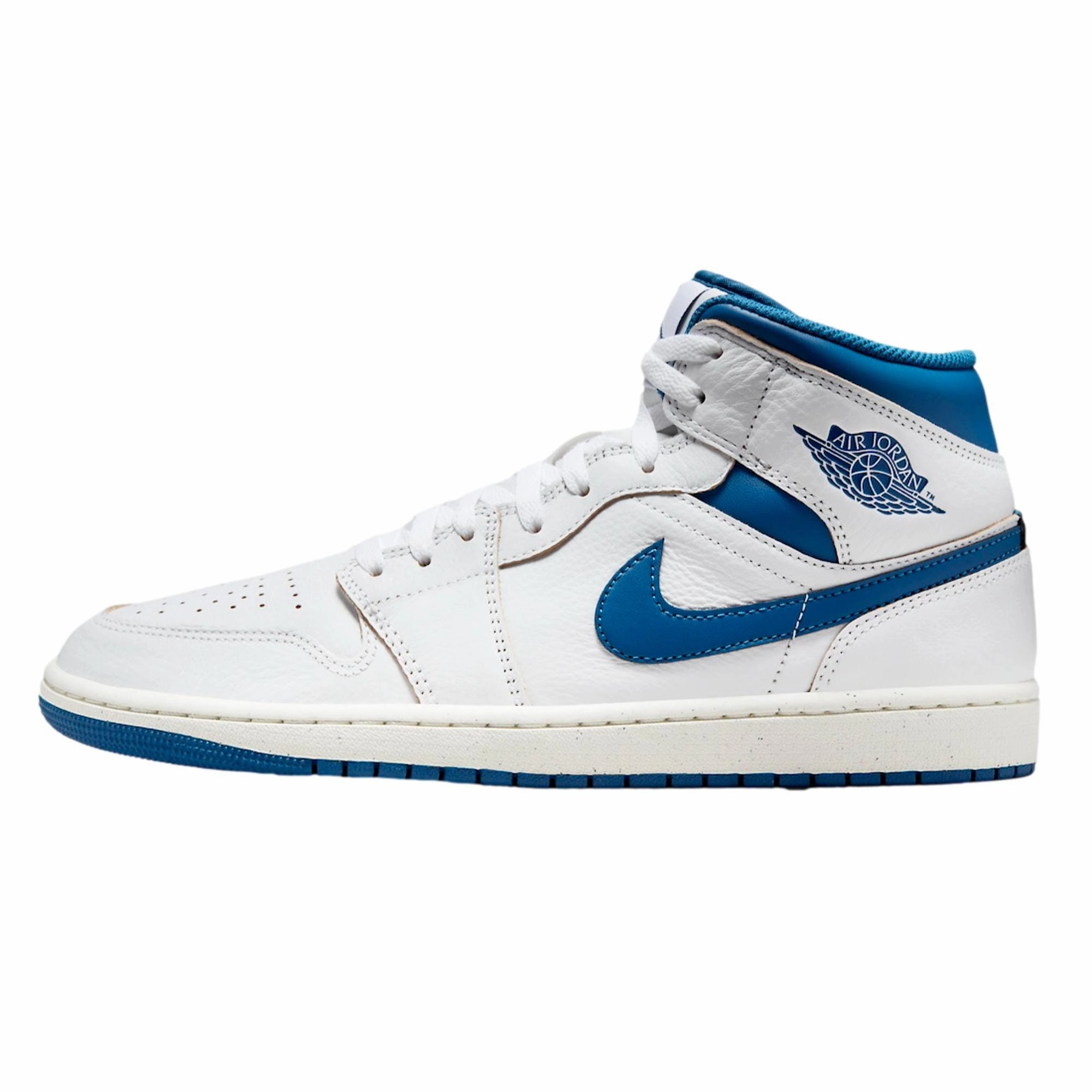 logo - beaded shoes Nike Air Jordan 1 Mid SE White / Industrial Blue - Sail  FN5215-141 Men's