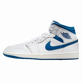 Nike Air Jordan 1 Mid SE White / Industrial Blue - Sail  FN5215-141 Men's sunny day running shoes work - out running shoes
