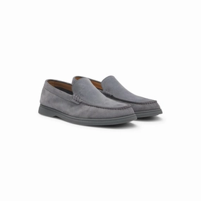 Suede loafers with contrast outsole matte leather shoes padded insole shoes